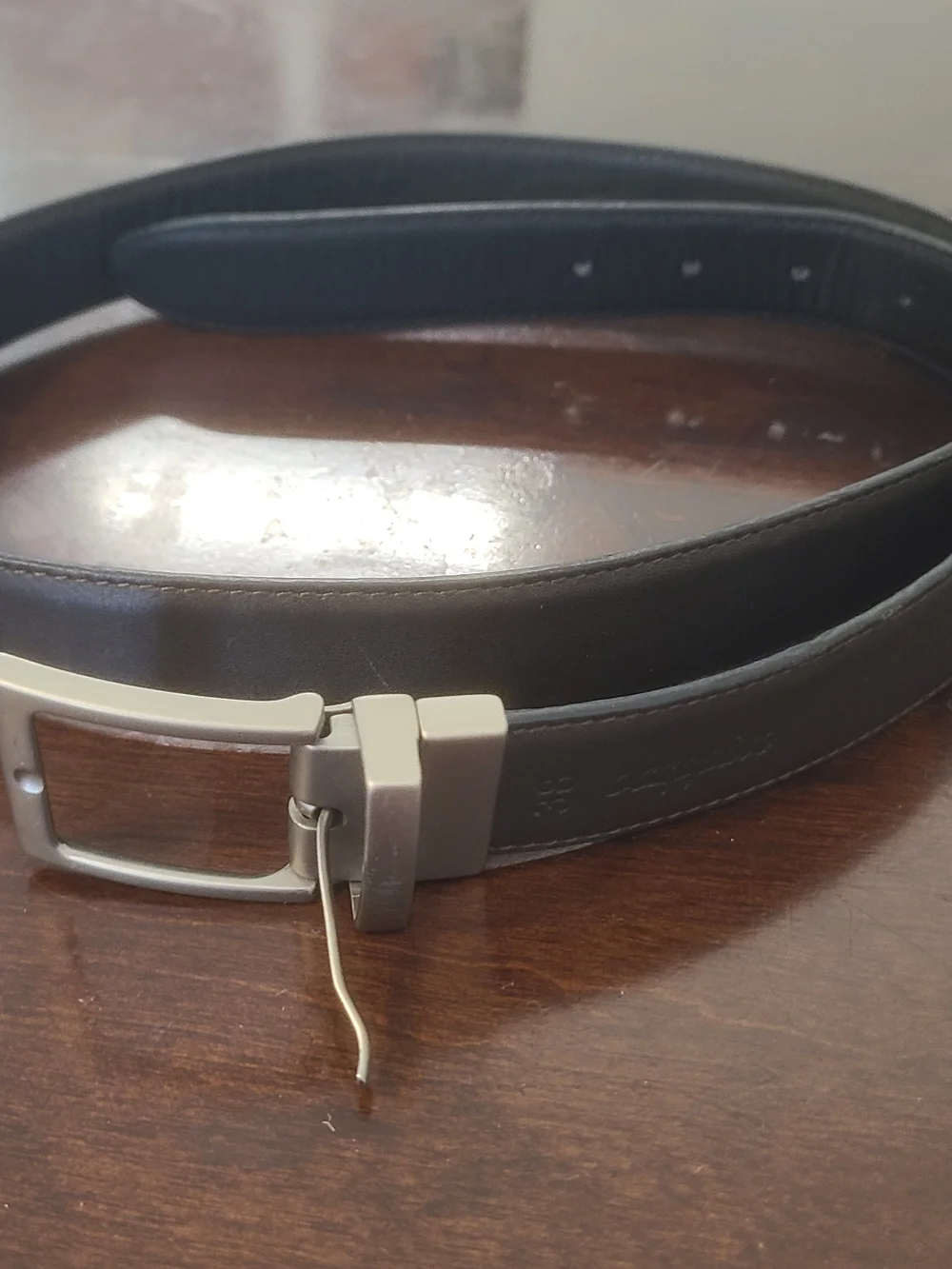 Scappino Men's Black Leather Belt with Silver Buckle Size 38